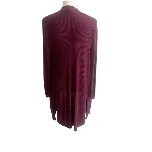 I.N.C International Concepts Longline Cardigan Size Medium Burgundy Lightweight - Picture 3 of 12